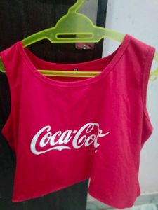 Red Coco Cola Print Crop Top