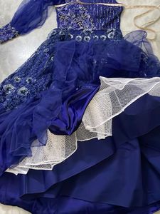Elegant Blue Embroidered Gown
