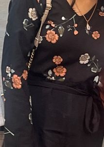 Jumpsuit With Floral Print On Top &amp; Belt