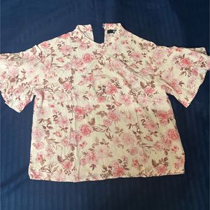 Floral Print Blouse - Bell Sleeves