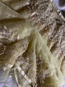 stone embellished embroidery net customised saree