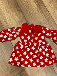 Red Floral Baby Dress &amp; Bloomer Set