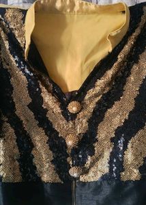 Yellow Nd Black Ethnic Gown For Wedding Season ❤️
