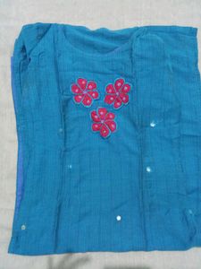 Stiched Kurta Of Kingfisher Blue Colour
