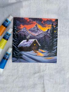 Mini Cabin in Winter Artwork Painting