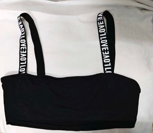 Black &#39;LOVE&#39; Crop Top For Medium To Large Size