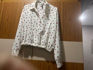 Heart Print Long Sleeve Top Size M