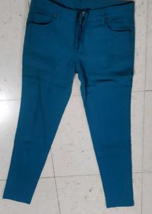Teal Blue cotton denim pant