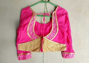 Pink Blouse with Gold Detail