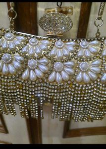 Elegant Pearl &amp; Rhinestone Evening Clutch