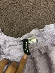 H&amp;m Lavender Puffsleeves Crop Top