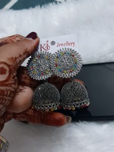 Beautiful Oxidised Zhumka Earrings