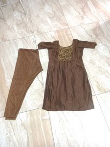 Brown Kurti &amp; Pant Set