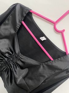 Marzeni black front tie Satin top