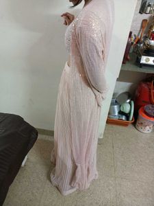 Blush Sequin Crop Top, Palazzo Pants &amp; Shrug Set