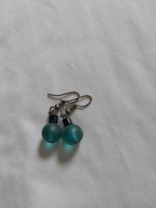 Teal Beaded Dangle Earrings