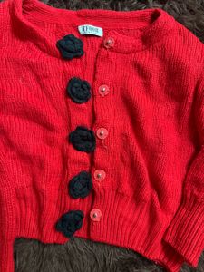 Red Knit Cardigan free size