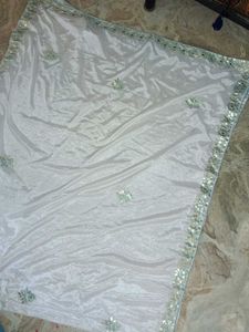 Navy Blue Embroidered Lahenga &amp; White Choli