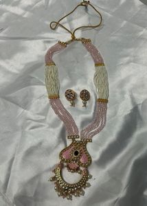 Brand new heavy Pink Beaded Necklace & Earring Set