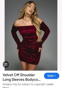 Velvet Off Shouler Party Dress