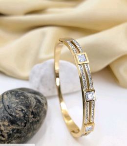 Gold & CZ Bangle Bracelet