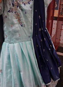 small girl  sky blue  stylish frock