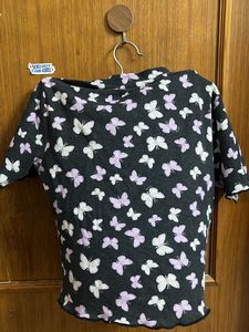 Butterfly Printed Crop Top