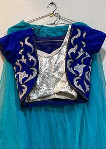 Royal Blue With Silver Embroidery Blouse