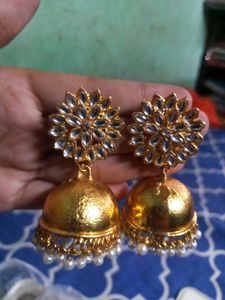 Gold Jhumka Earrings
