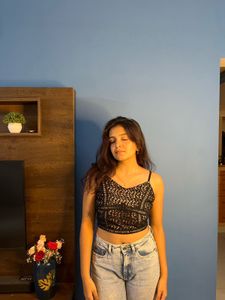 Chic Black Lace Crochet Cami Crop Top