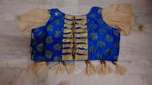 Elegant Blue Brocade Blouse