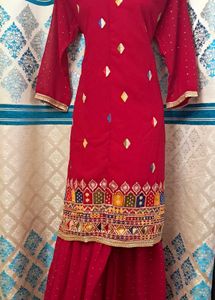 Hot Pink Sharara Set Without Dupatta Size L