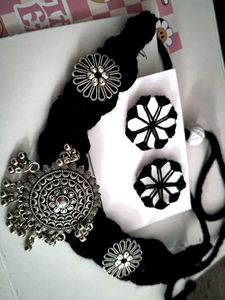 Boho Black Choker &amp; Earring Set