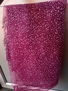 Net Wine Saree With Blouse