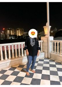 Embroidered Black Tunic Top