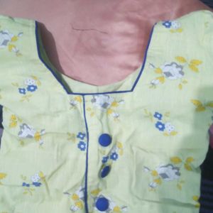 yellow blue combination kurti
