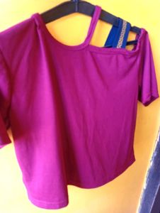 Magenta Asymmetrical Top