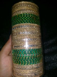 Peacock Green Colour Metal Bangles