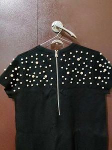 Zara Black Pearl Embellished Dress