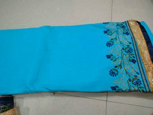 Blue Embroidered Kurta Set material