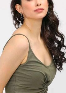 Olive Green Knotted Tank Top