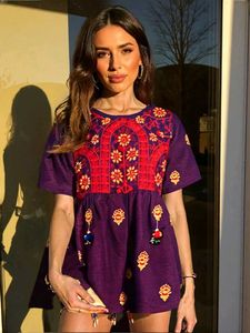 Cute Purple Embroidered Top