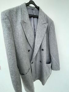 🌈Classic Grey Wool-Blend Oversized Blazer