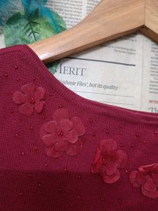Burgundy Floral Applique Tank