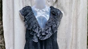 19318. Elegant Grey Ruffled Dress