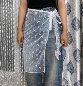 Y2K Women Lace Half Slip Sheer Floral Skirt