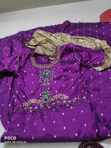 Purple Embroidered Long Gown