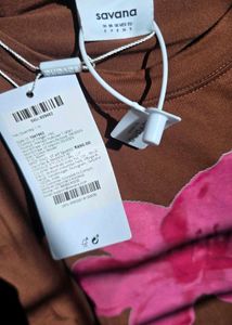 Sayana Brown Floral Tee - New!