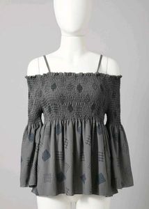 Gray Off-Shoulder Top