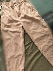 Beige Corduroy Straight Leg Pants